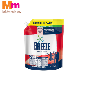 BREEZE LIQUID DETERGENT - POWER CLEAN REFILL (3.2KG)