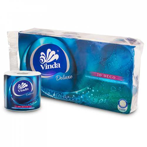 VINDA TOILET ROLL 3PLY 4D 8R 1X8ROLL