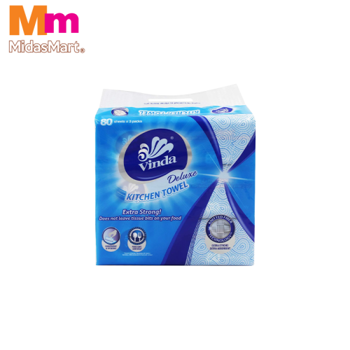 VINDA DELUXE 2-PLY KITCHEN TOWEL (3 ROLLS X 80 SHEETS)