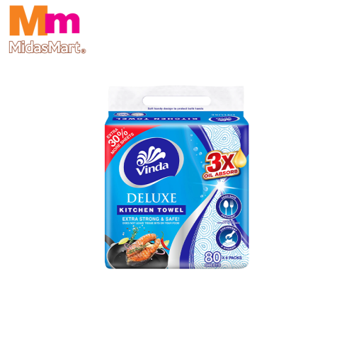 VINDA DELUXE 2-PLY KITCHEN TOWEL (6 ROLLS X 80 SHEETS)