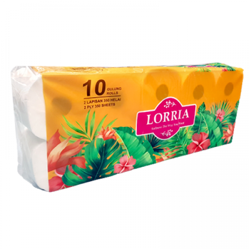 LORRIA 100% V/PULP T/ROLL 2PLY 1X10X350'S