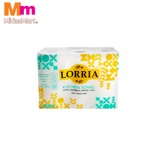 LORRIA 100% VIRGIN PULP 2-PLY KITCHEN TOWEL (6 ROLLS X 60 SH