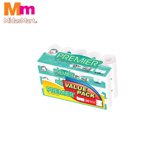 PREMIER PULP 8K 3-PLY TOILET ROLL (30 ROLL)