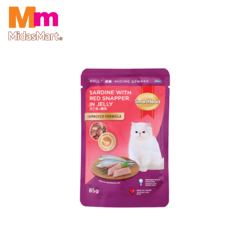 SMART HEART CAT POUCH FOOD - SARDINE WITH RED SNAPPER IN JEL