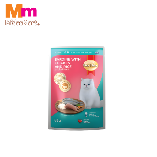 SMART HEART CAT POUCH FOOD - SARDINE WITH CHICKEN & RICE (85