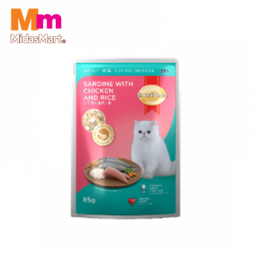 S/HEART POUCH C/FOOD SARDINE WT CHIC 85G