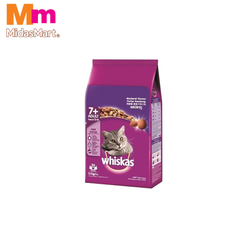 WHISKAS SENIOR MACKEREL DRY CAT FOOD (1.1KG)