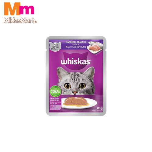 WHISKAS ADULT 7+ MACKEREL POUCH (80G)