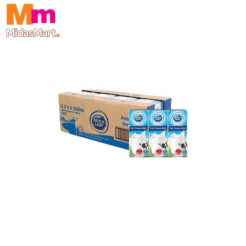 DUTCH LADY UHT FULL CREAM MILK WHOLESALE PACK (4 PACKS OF 6 X 200ML)