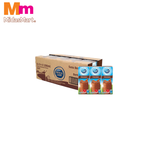 DUTCH LADY UHT CHOCOLATE MILK WHOLESALE PACK (4 PACKS OF 6 X 200ML)