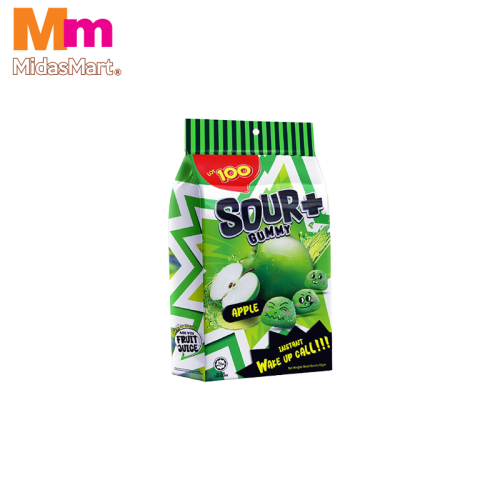 LOT 100 SOUR+ APPLE GUMMY CANDY (95G)