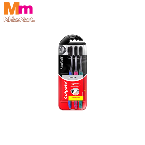 COLGATE SLIM SOFT CHARCOAL TOOTHBRUSH (3 PIECES)