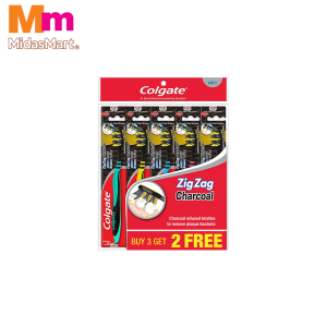 COLGATE ZIGZAG CHARCOAL JUMBO VALUE PACK (5 PIECES)
