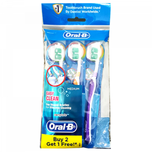 ORAL B T/B COMP EASY CLN MED POLY 1X3'S