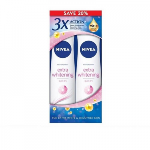 NIVEA DEO SPRAY(F) EXT WHT T/P 1X2X150ML