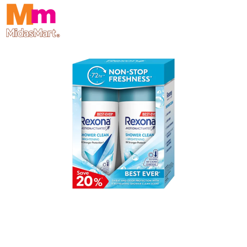 REXONA SHOWER CLEAN ROLL-ON TWIN PACK (2 X 40ML)