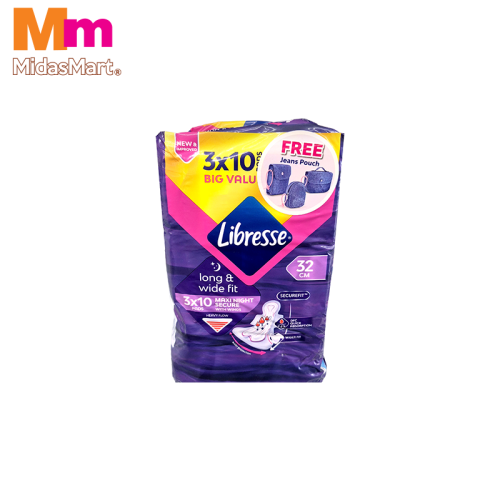LIBRESSE WIDE BACK NIGHT EXTRA LONG WING MULTI PACK (3 X 10 PIECES)