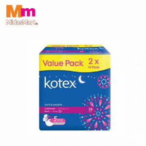 KOTEX S&S OVERNIGHT WING 28CM T/P 1X2X14'S