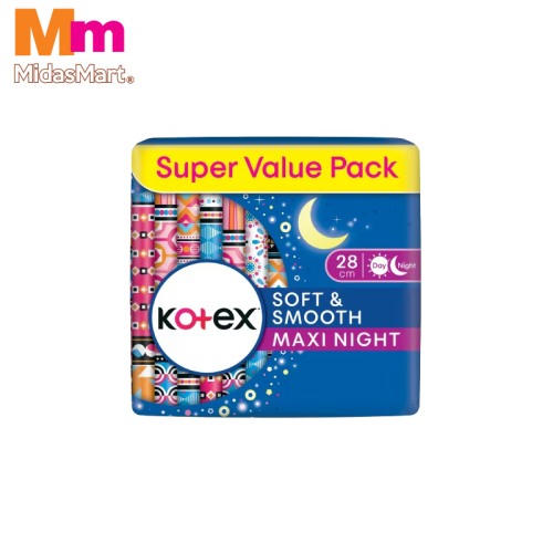 KOTEX SOFT & SMOOTH OVERNIGHT NON-WING TWIN PACK (2 X 16 PIECES)