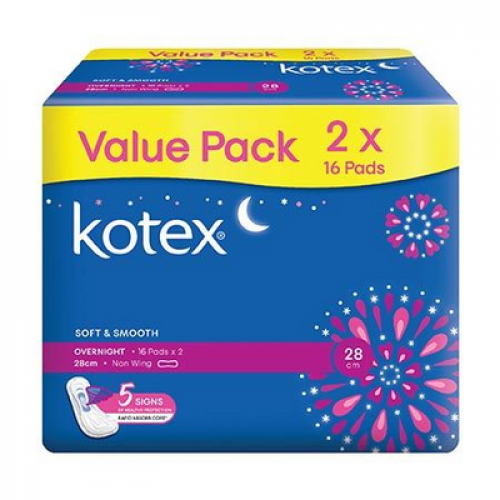 KOTEX S&S OVERNIGHT NW 28CM T/P 1X2X16S