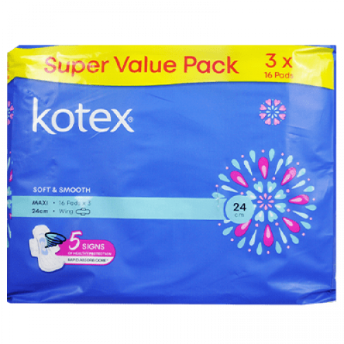 KOTEX S&S MAXI WING MP 24CM 1X3X16'S