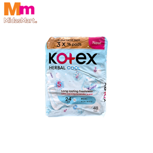 KOTEX NATURAL CARE MAXI NON-WING HERBAL COOL MULTI PACK (3 X 16 PIECES)