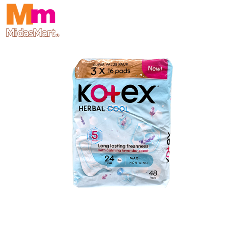 KOTEX NATURAL CARE MAXI NON-WING HERBAL COOL MULTI PACK (3 X 16 PIECES)