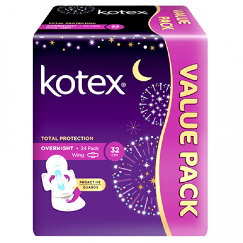 KOTEX PAG OVERNIGHT WING 32CM 1X24'S