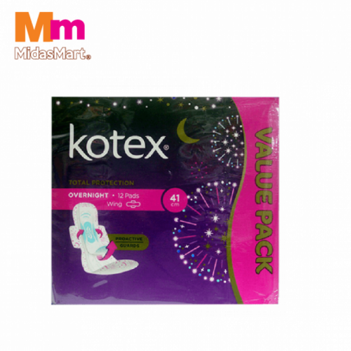 KOTEX PAG OVERNIGHT WING 41CM 1X12'S