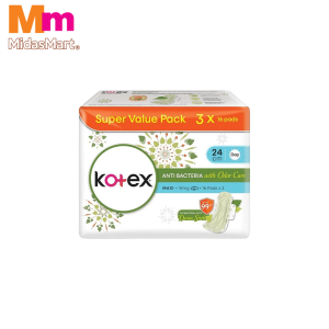 KOTEX NATURAL CARE ANTI-BACTERIAL MAXI WING VALUE PACK (3 X 16'S)