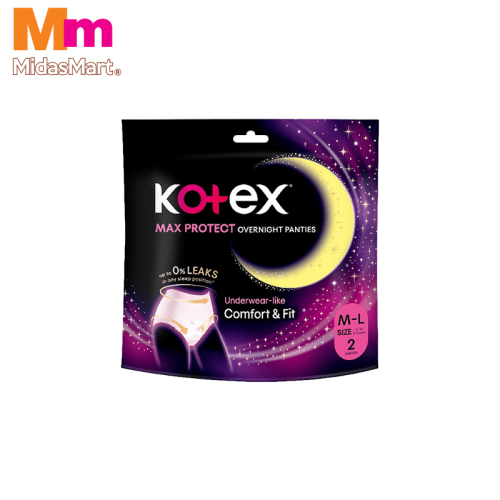 KOTEX OVERNIGHT PANTIES - SIZE L (2 PACK)