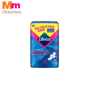 LIBRESSE ODOR CONTROL MAXI NIGHT WING VALUE PACK (3 X 12'S)