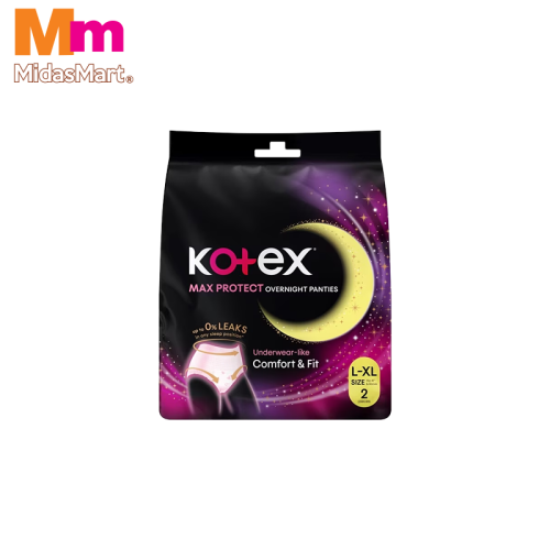 KOTEX OVERNIGHT PANTIES - SIZE XL (2 PACK)