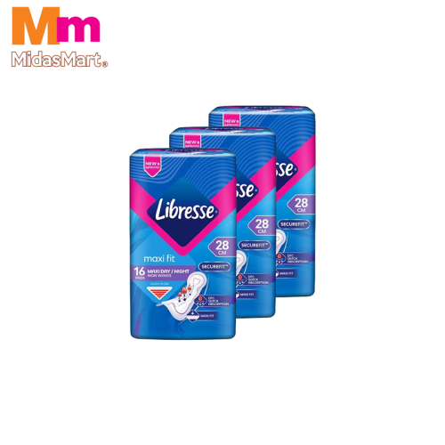 LIBRESSE MAXI NON-WING 28CM VALUE PACK (3 X 16'S)