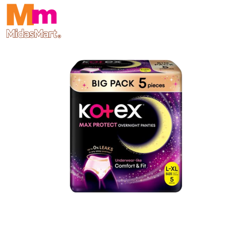 KOTEX OVERNIGHT PANTIES L/XL SIZE BIG PACK (5'S)