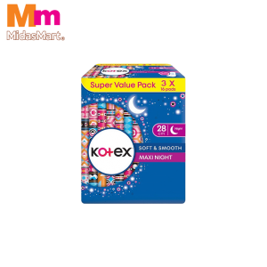 KOTEX SOFT & SMOOTH MAXI NIGHT NON-WING VALUE PACK (3 X 16'S)