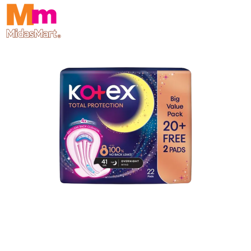 KOTEX OVERNIGHT 41CM VALUE PACK (20 + 2 FREE)