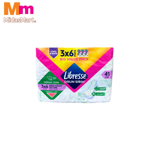 LIBRESSE ODOUR CARE WIDE BACK NIGHT TWIN PACK (3 X 6'S)