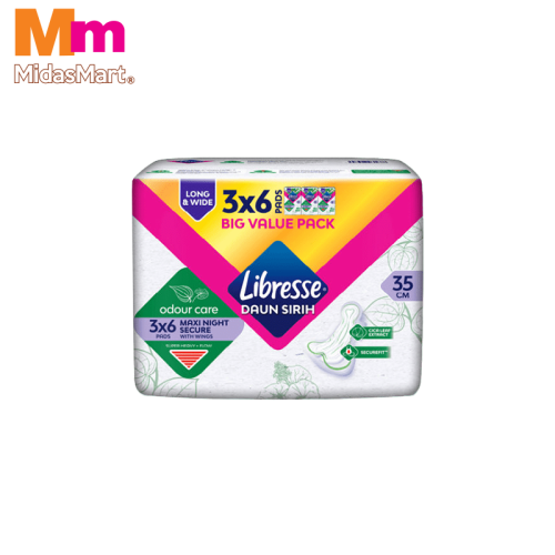 LIBRESSE ODOUR CARE WIDE BACK NIGHT VALUE PACK (3 X 6'S)