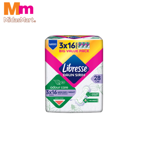LIBRESSE ODOUR CARE MAXI NON-WING VALUE PACK (3 X 16'S)