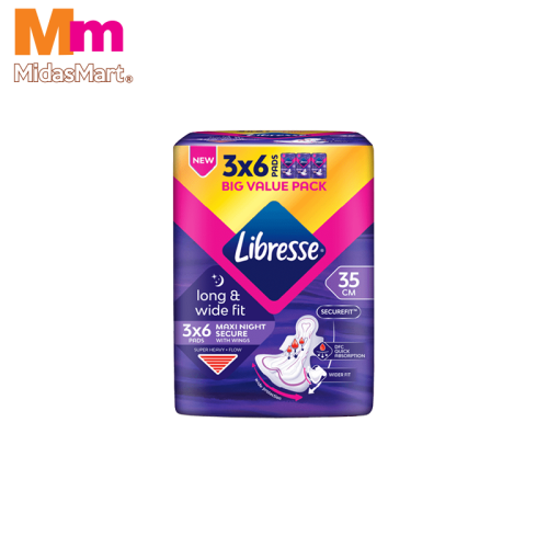 LIBRESSE WIDE BACK NIGHT WING VALUE PACK (3 X 6'S)