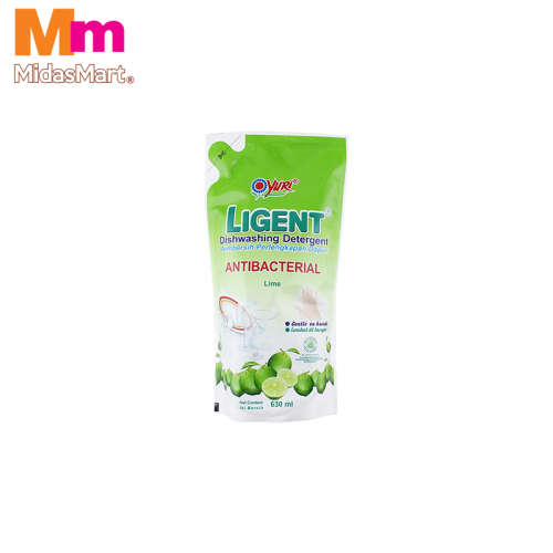 LIGENT DISHWASHING LIQUID REFILL LIME (630ML)