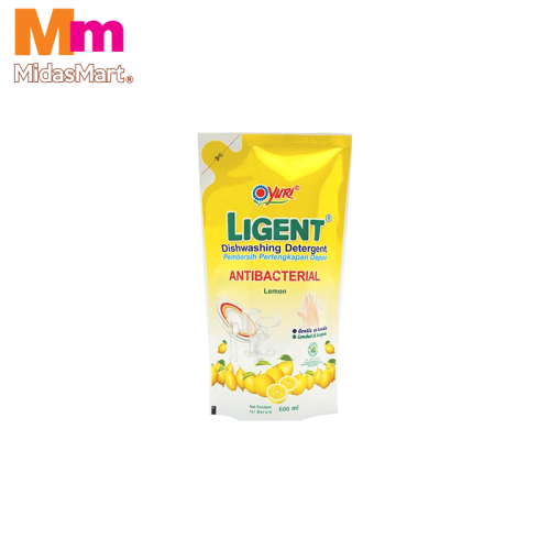LIGENT DISHWASHING LIQUID REFILL LEMON (600ML)