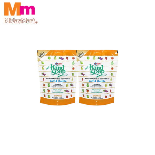 YURI LIQUID HAND SOAP POUCH ORANGE (2 X 375ML)