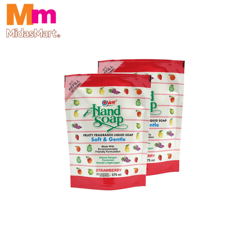 YURI LIQUID HAND SOAP POUCH STRAWBERRY TWIN PACK (2 X 375ML)