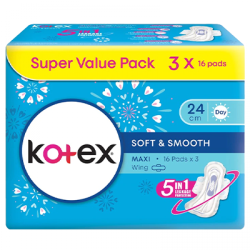 KOTEX S&S MAXI N/WING MP 24CM 1X3X16'S