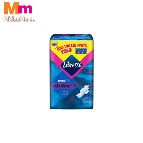 LIBRESSE MAXI NIGHT WINGS MULTIPACK (3 X 12 PIECES)