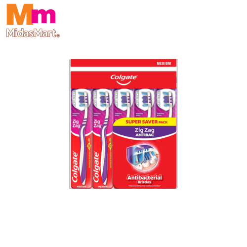 COLGATE ZIG ZAG TOOTHBRUSH MEDIUM BUY 3 GET 2 FREE (5 PIECES)