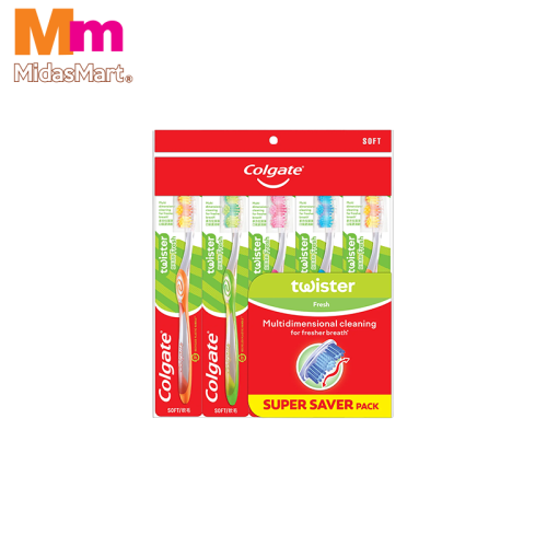 COLGATE TWISTER TOOTHBRUSH SOFT BUY 3 GET 2 FREE (5 PIECES)