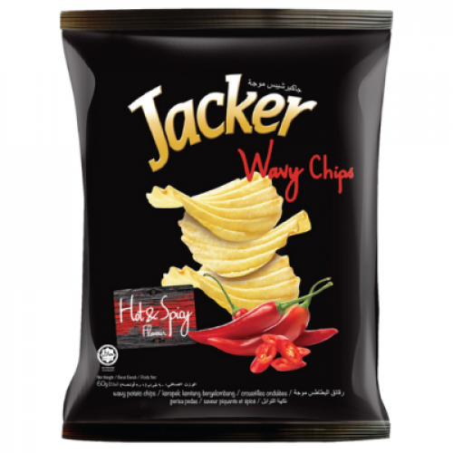 JACKER WAVY CHIPS-HOT & SPICY 1x60G